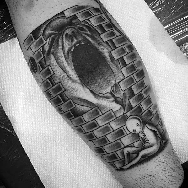 Leg Sleeve Man With Pink Floyd Tattoos