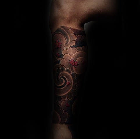 Leg Sleeve Mens Japanese Cloud Tattoo Design Ideas