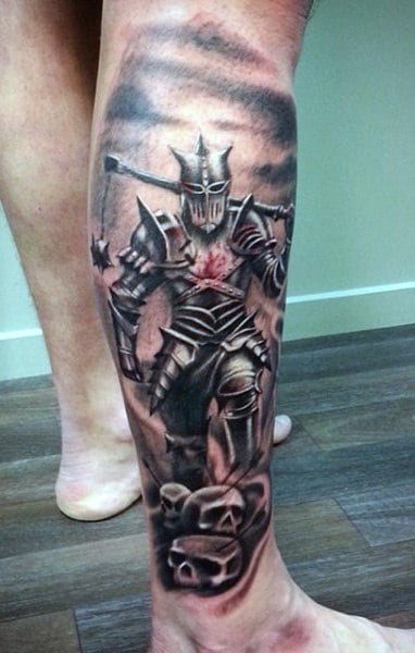 Leg Sleeve Mens Knight Tattoo Designs