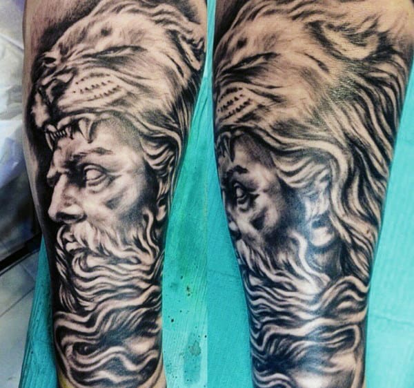 Leg Sleeve Mens Roman Hercules Tattoo
