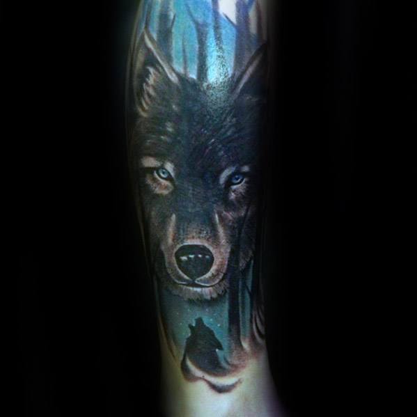 Leg Sleeve Mens Tattoo With Sick Wolf Design