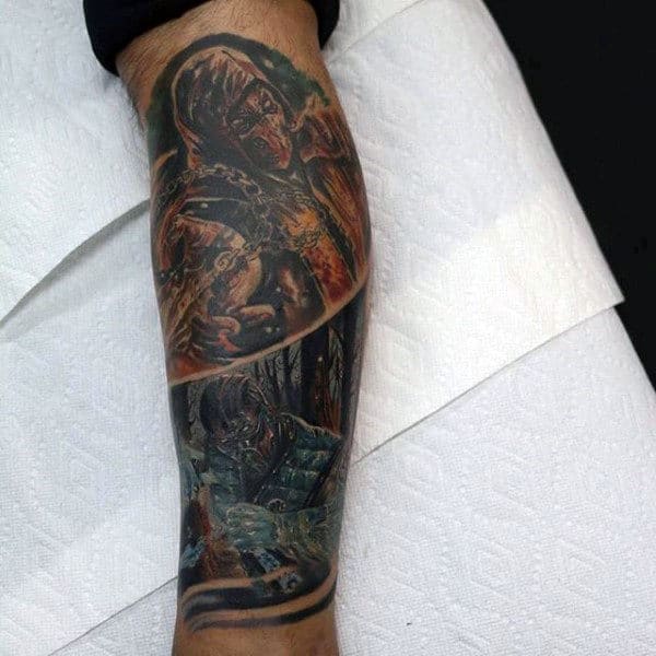 Leg Sleeve Mortal Kombat Tattoo On Male