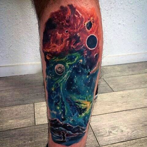 Leg Sleeve Night Sky Tattoos For Men