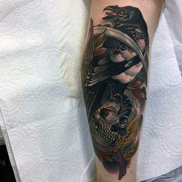 Leg Sleeve Scythe Tattoo Ideas For Males