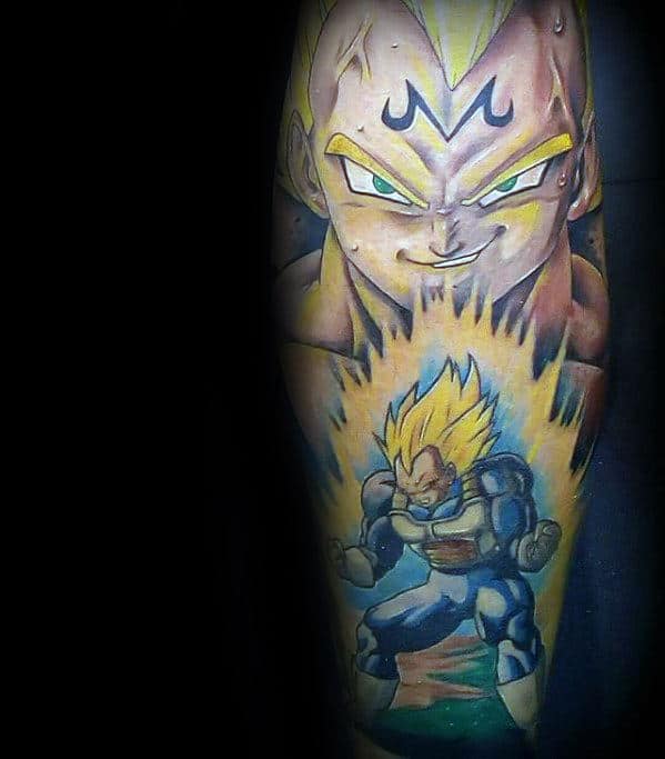 Leg Sleeve Themed Vegeta Tattoo Ideas For Gentlemen