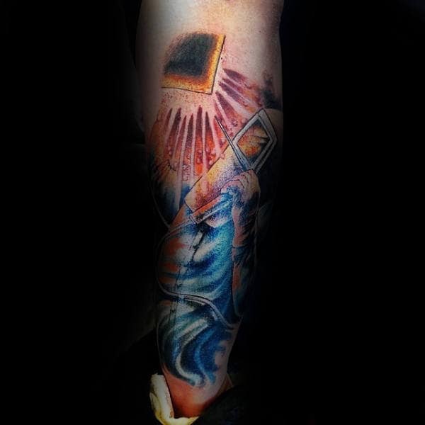 Leg Sleeve Welding Male Tattoos