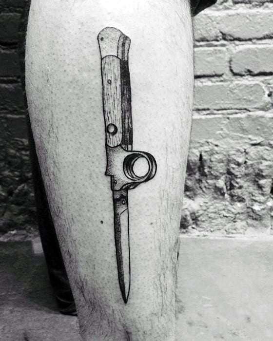 Leg Switchblade Tattoo Designs For Guys