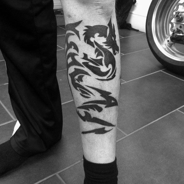 Leg Tribal Dragon Guys Tattoos