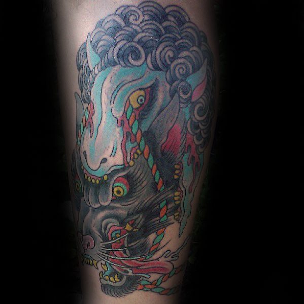 Leg Wolf In Sheeps Clothing Tattoos Guys