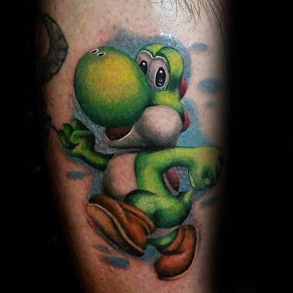 Leg Yoshi Tattoos For Males