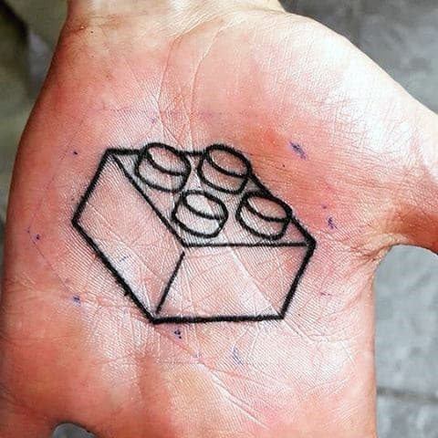 Lego Block Tattoo Male Palms