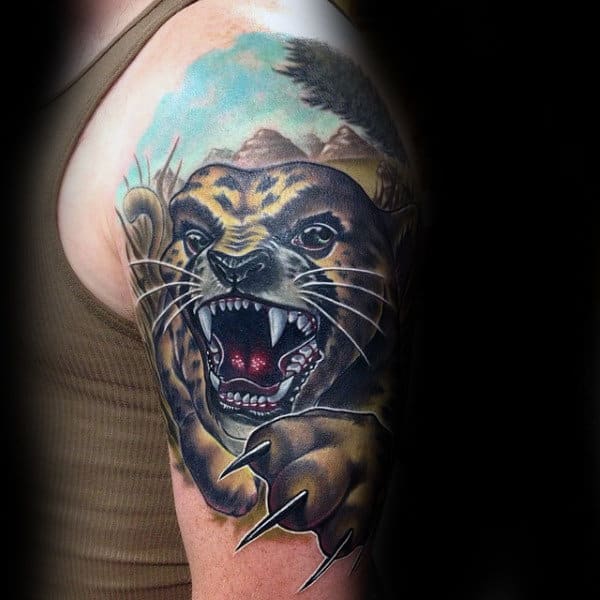 Leopard Claw Mens Half Sleeve Tattoo Designs