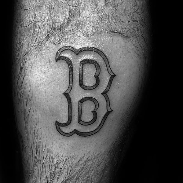 Letter B Outline Back Of Leg Amazing Mens Boston Red Sox Tattoo Designs