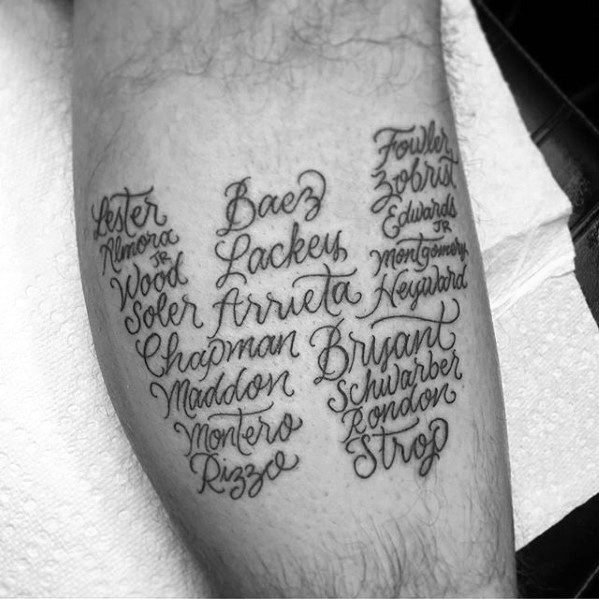 Letter W Script Baseball Players Chicago Cubs Mens Tattoo Ideas