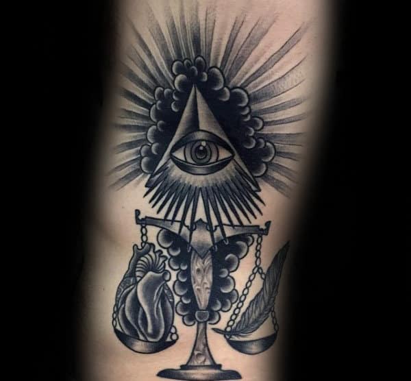 Libra All Seeing Eye Mens Rib Cage Side Tattoo Designs