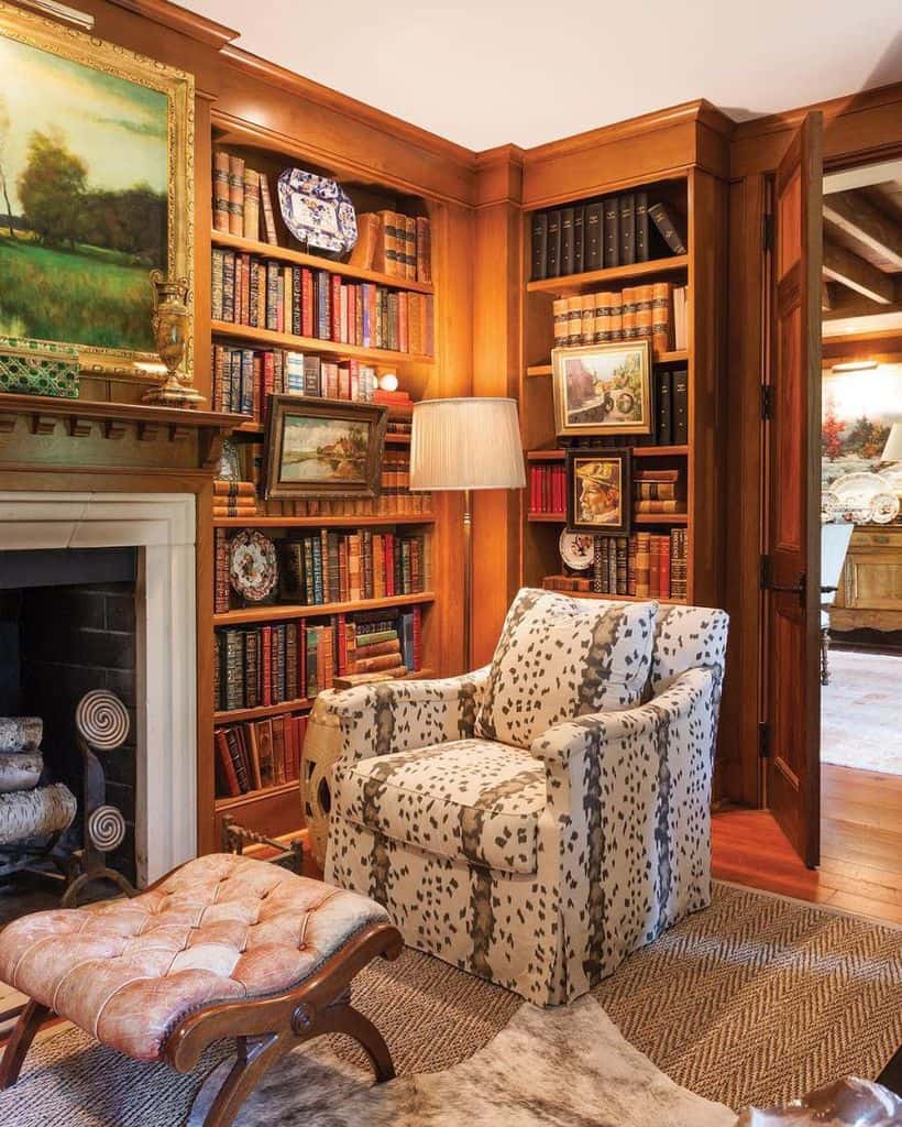 vintage library reading nook 