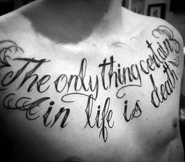 Life And Death Chest Mens Quote Tattoos