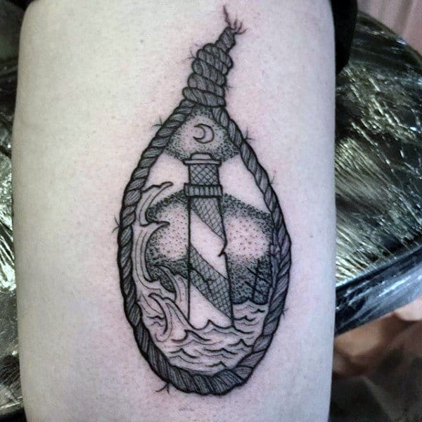 Lighthouse Noose Dotwork Mens Arm Tattoos