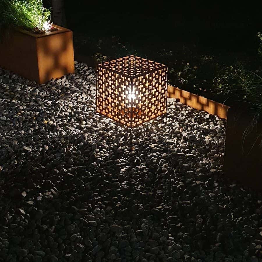copper square abstract patter lighting garden decor ideas
