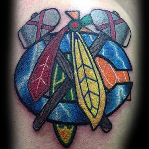 Lightning Chicago Blackhawks Logo Mens Arm Tattoos