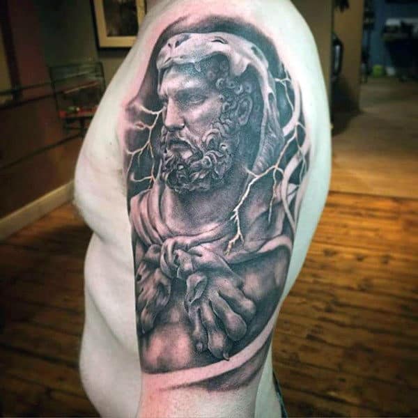 Lightning Hercules Half Sleeve Mens Tattoo