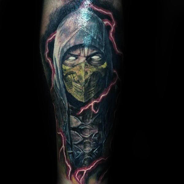 Lightning Mortal Kombat Mens Sleeve Tattoo Design Ideas