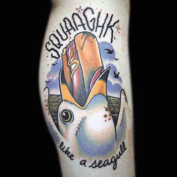 Like A Seagull Mens Leg Tattoos