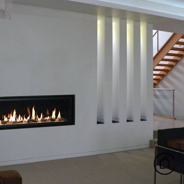 linear fireplace dry wall