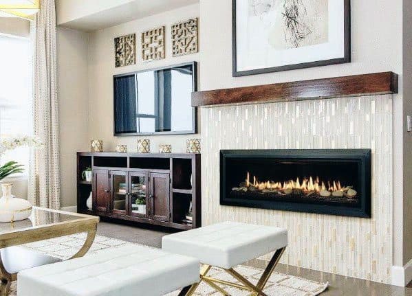 mosaic linear fireplace surround