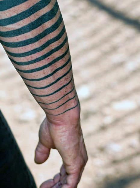 Lines Blackwork Male Tattoos