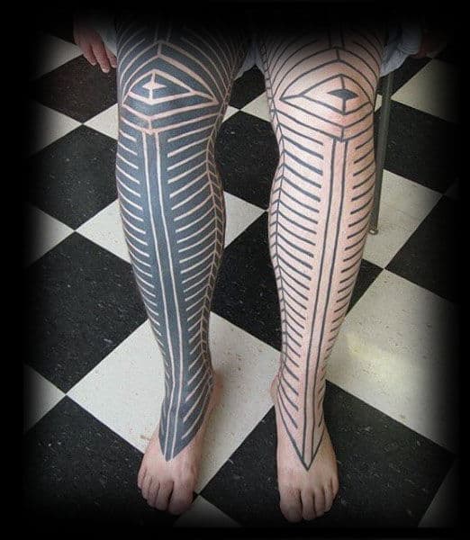 Linework Guys Tribal Leg Tattoos Full Sleeve