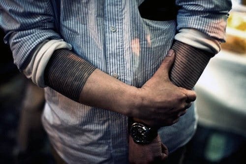 Linework Male Black Band Sleeve Tattoos