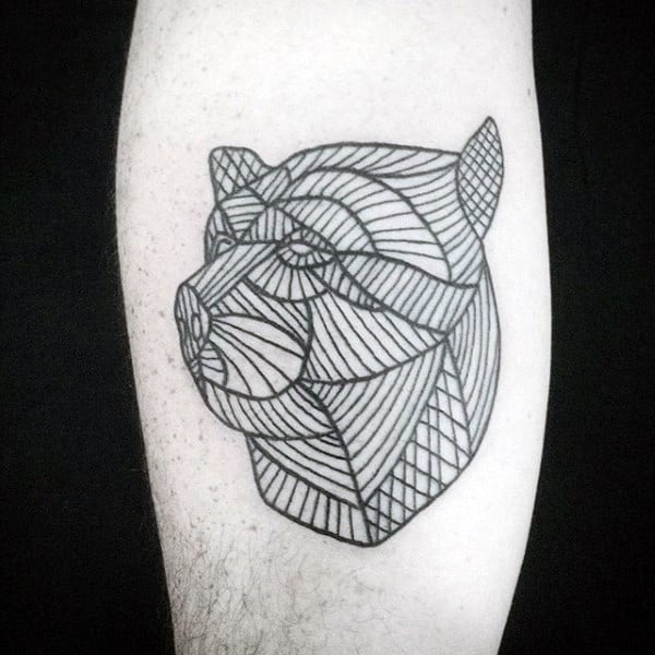 Linework Male Geometric Bear Arm Tattoo Ideas