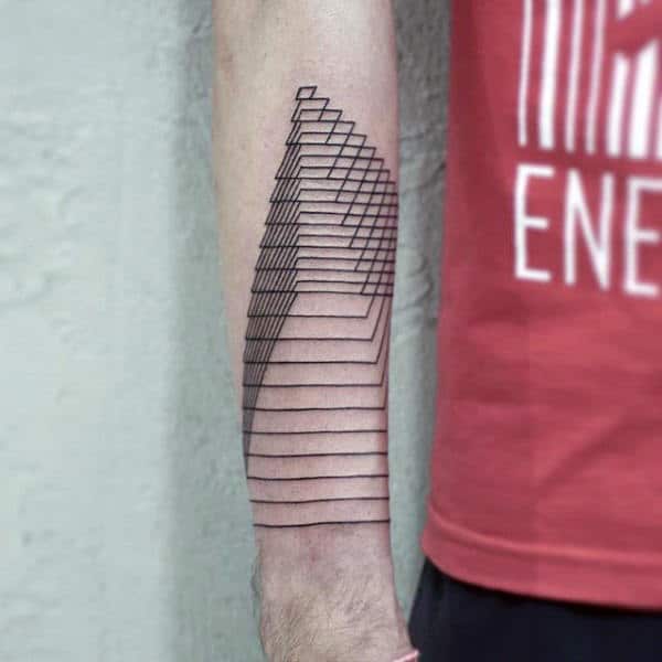 Linework Mens 3d Pyramid Forearm Tattoos