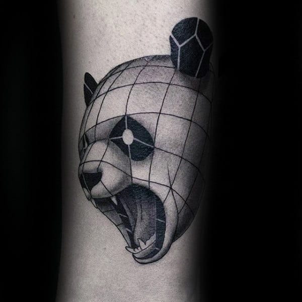 Linework Mens Panda Geometrical Tatto Designs