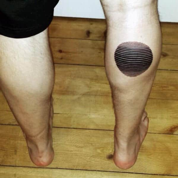 Linework Optical Illusion Mens Circle Leg Calf Tattoo