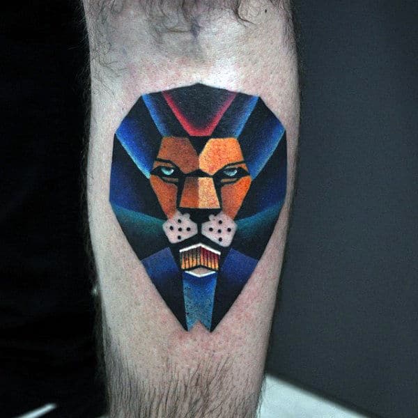 Lion Amazing Colorful Mens Small Inner Forearm Tattoos