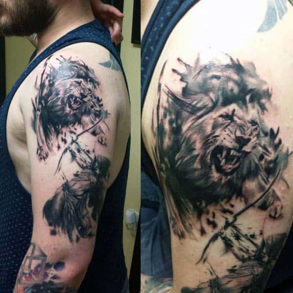 Lion Archer Archery Tattoos For Men On Upper Arm