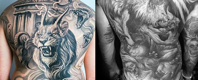 Lion Back Tattoo Designs For Men