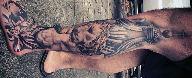 Lion Leg Tattoo Designs For Men