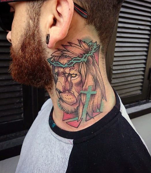 Lion Neck Tattoo Ideas For Men
