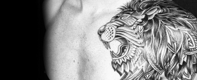 Lion Shoulder Tattoo Designs For Men
