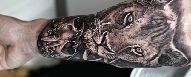 Lion Skull Tattoo Designs For Men