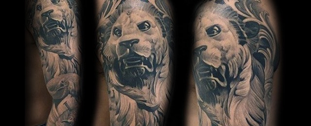 Lion Statue Tattoo Designs For Men