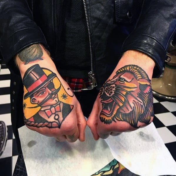 Lion Tamer Circus Tattoo Ideas For Gentlemen On Hands