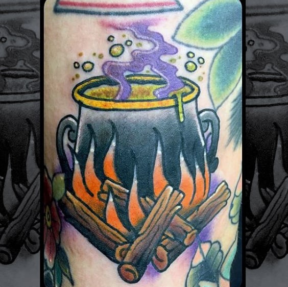 Liquid Brewing Purple Smoke Halloween Tattoo Male Forearms