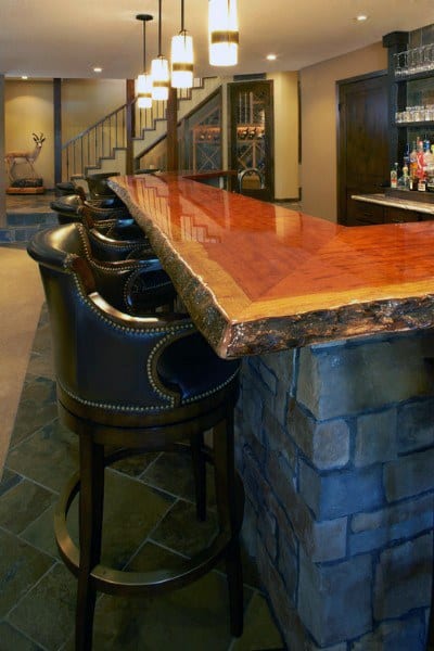 Live Edge Wood Slab Top Rustic Bar Ideas