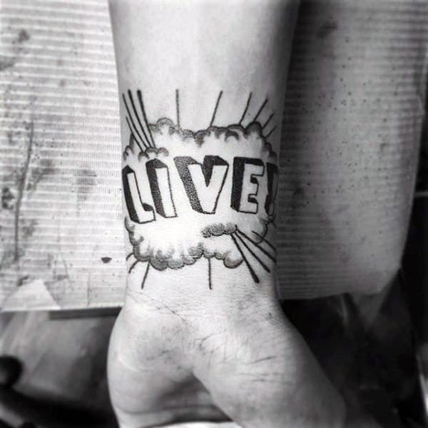 Live Pop Art Mens Wrist Tattoos