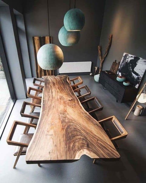Live Slab Wood Table Rustic Dining Room Ideas
