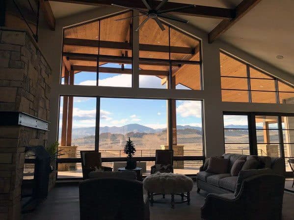 Living Room Home Interior Designs Vaulted Ceiling With Large Fan